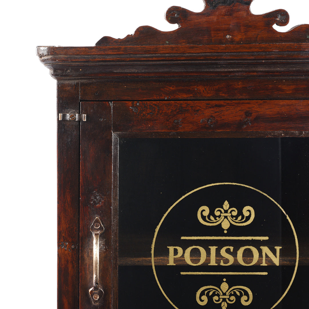 Corner Detail From Antique Glazed Teak Wall Cabinet From Gujarat - Ca 1930 | Indigo Antiques