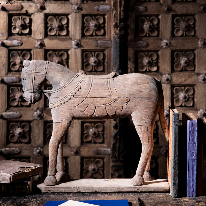 Antique Carved Teak Horse From The Rann Of Kutch - 19th Century | Indigo Antiques