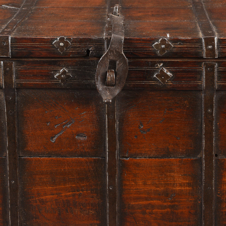 Latch Detail From Iron Bound Teak Chest From Gujarat | Indigo Antiques