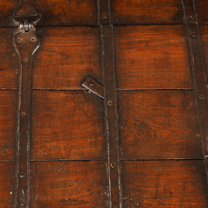 Detail From Surface Of Iron Bound Teak Chest From Gujarat | Indigo Antiques