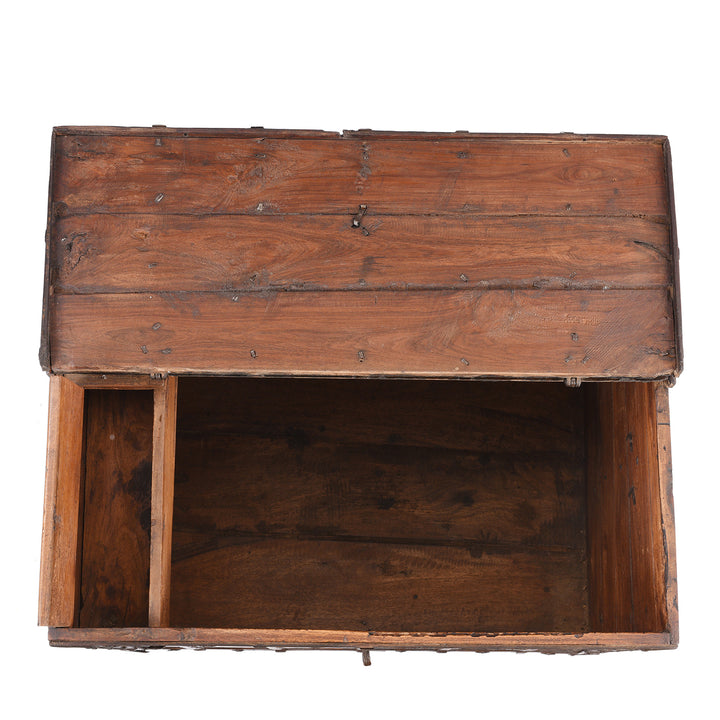 Interior Of Iron Bound Teak Chest From Gujarat | Indigo Antiques