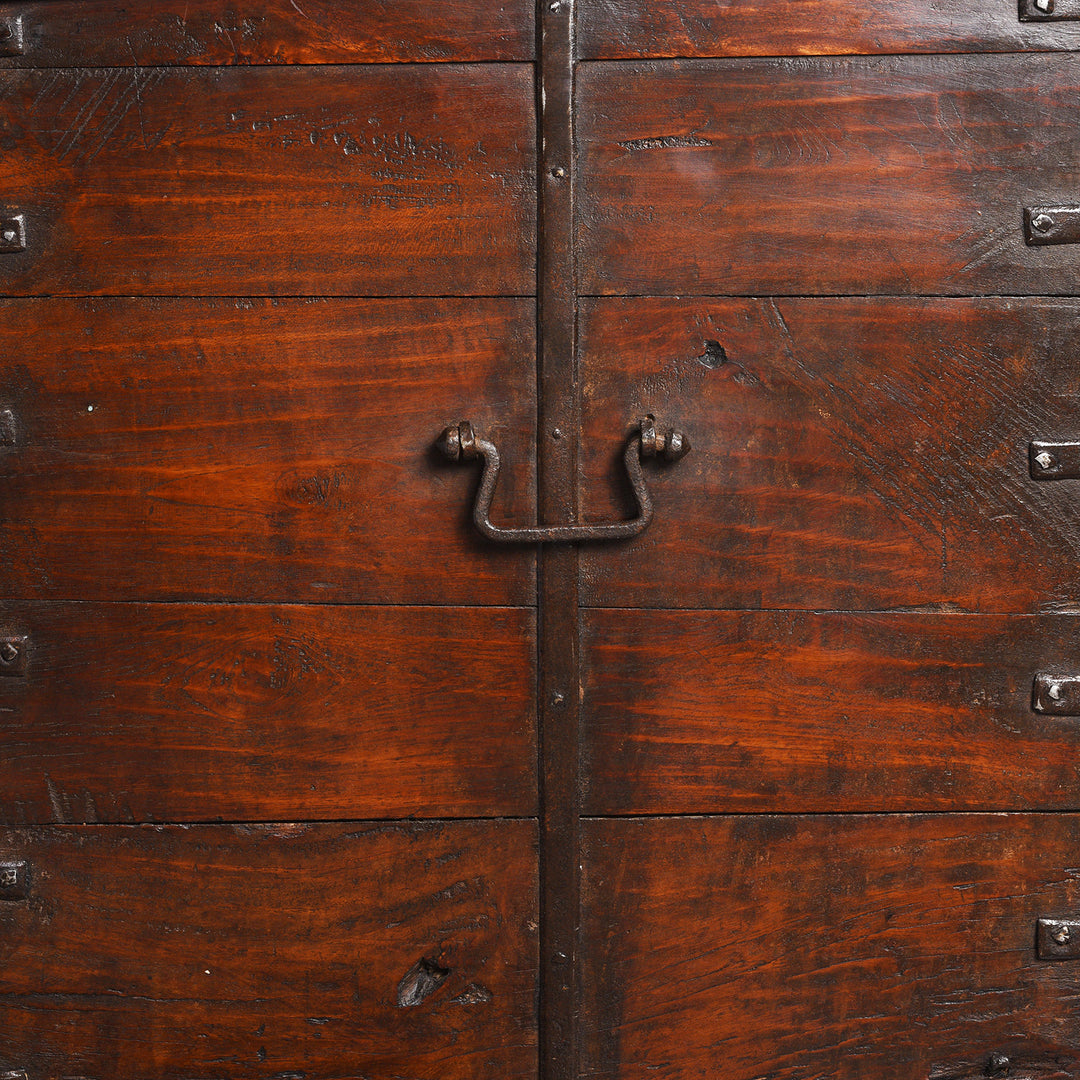 Handle Detail From Iron Bound Teak Chest From Gujarat | Indigo Antiques