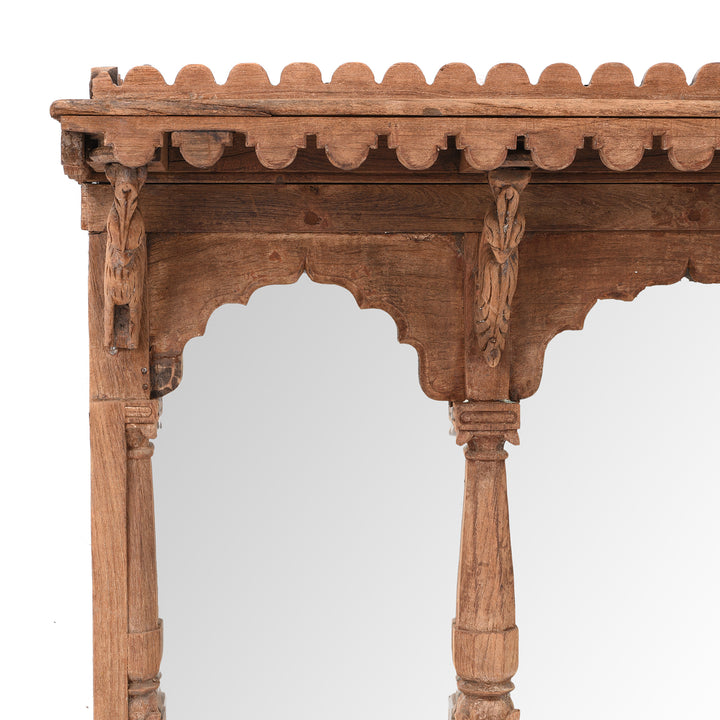 Corner Detail From Antique Carved Teak Triple Window Mirror - 19th Century | INDIGO ANTIQUES