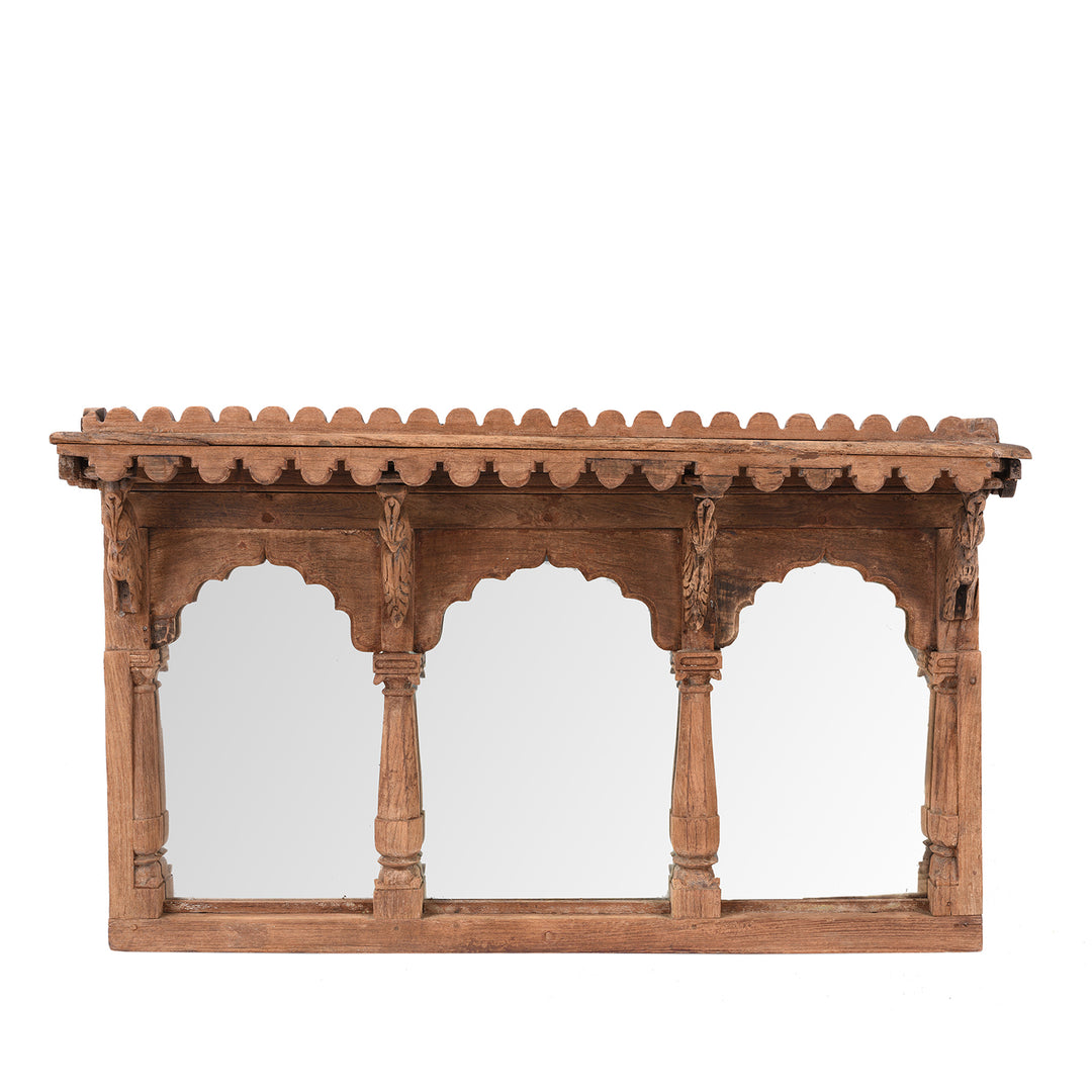 Antique Carved Indian Triple Window Mirror - 19th Century | INDIGO ANTIQUES
