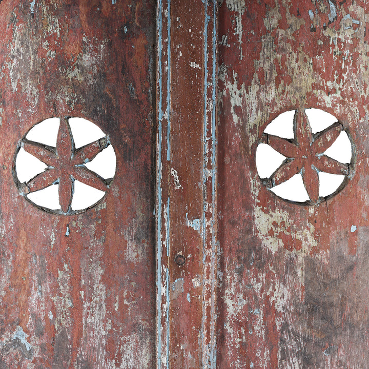 Doors Detail From Antique Painted Teak House Shrine From Gujarat | indigo Antiques