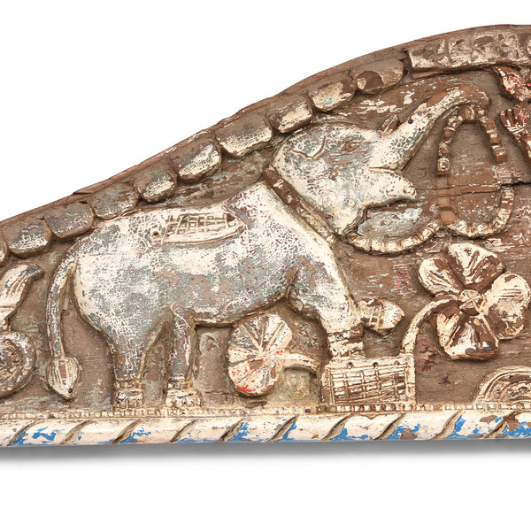 Carved Teak Lintel Panel From Andra Pradesh - 19th Century
