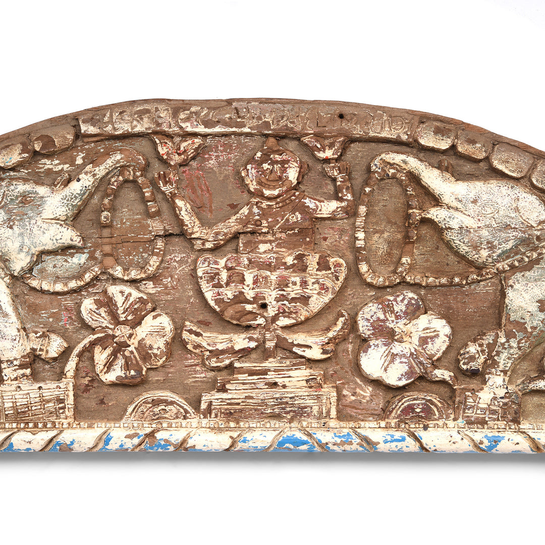 Carved Teak Elephant Lintel Panel From Andra Pradesh - 19th Century | Indigo Antiques