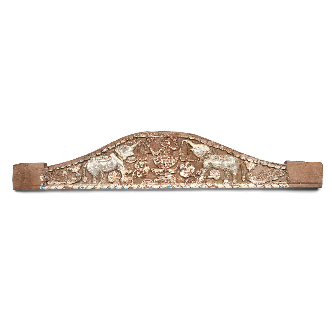 Carved Teak Elephant Lintel Panel From Andra Pradesh - 19th Century | Indigo Antiques