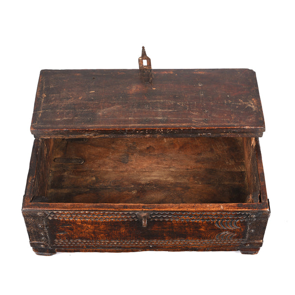 Chip Carved Merchants Box From Rajasthan - 19th Century