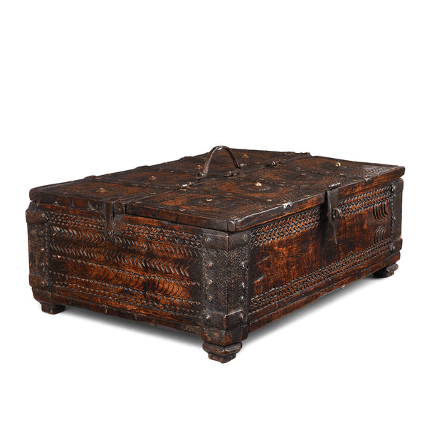 Chip Carved Merchants Box From Rajasthan - 19th Century