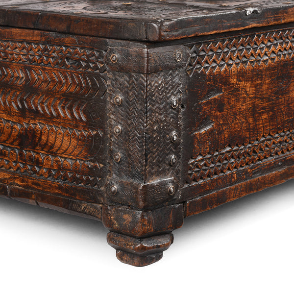 Chip Carved Merchants Box From Rajasthan - 19th Century