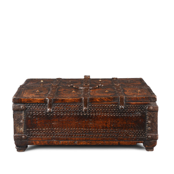 Chip Carved Merchants Box From Rajasthan - 19th Century