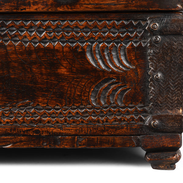 Chip Carved Merchants Box From Rajasthan - 19th Century