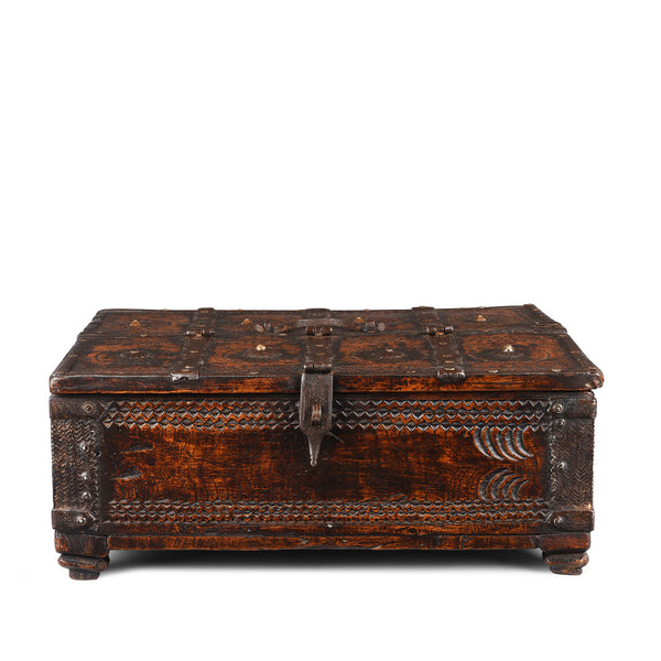 Chip Carved Merchants Box From Rajasthan - 19th Century