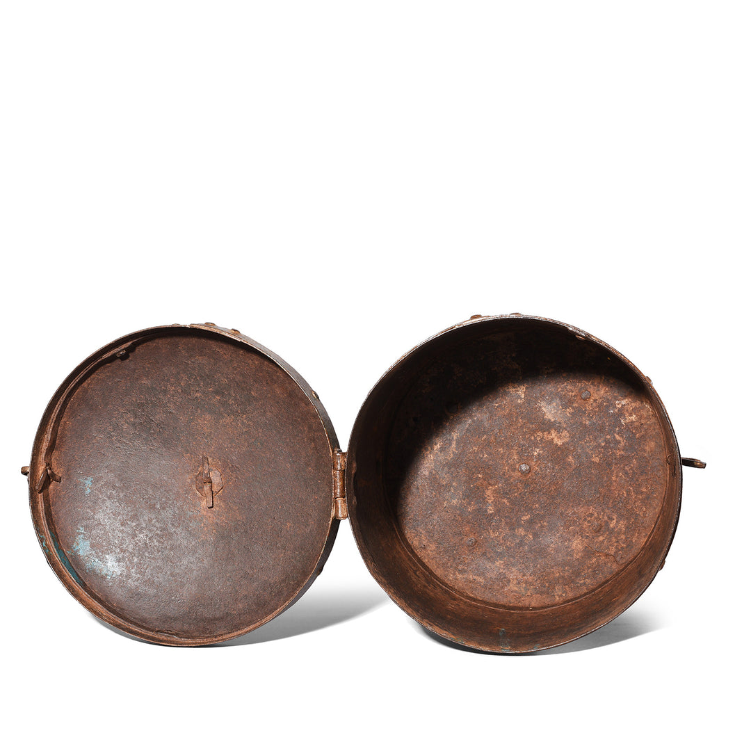Interior Of Antique Iron Storage Container From Rajasthan  | Indigo Antiques