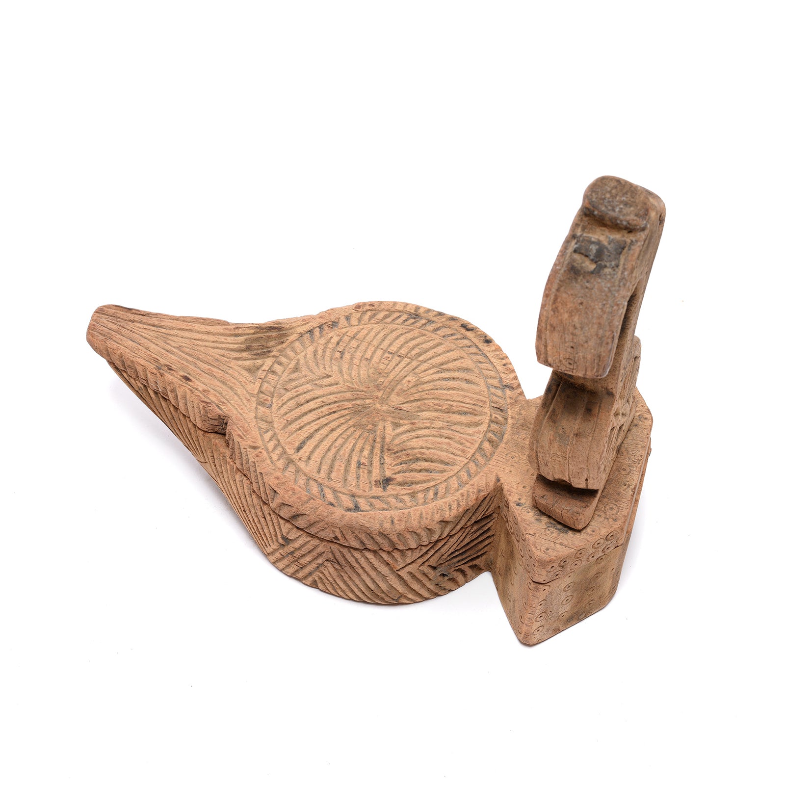 Carved Teak Tika Box From Rajasthan - Ca 1920 Carved Teak Tika Box From Rajasthan - Ca 1920
