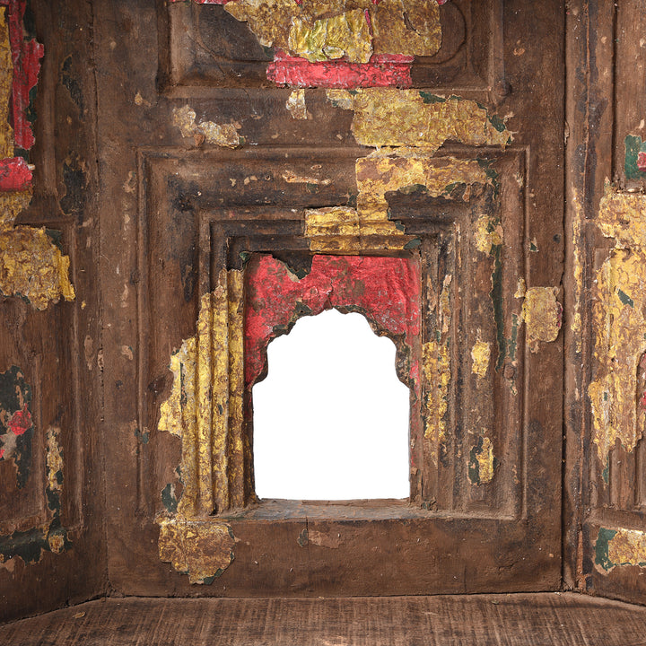 Antique Carved Teak Votive Panel From Andra Pradesh - Ca 1920's