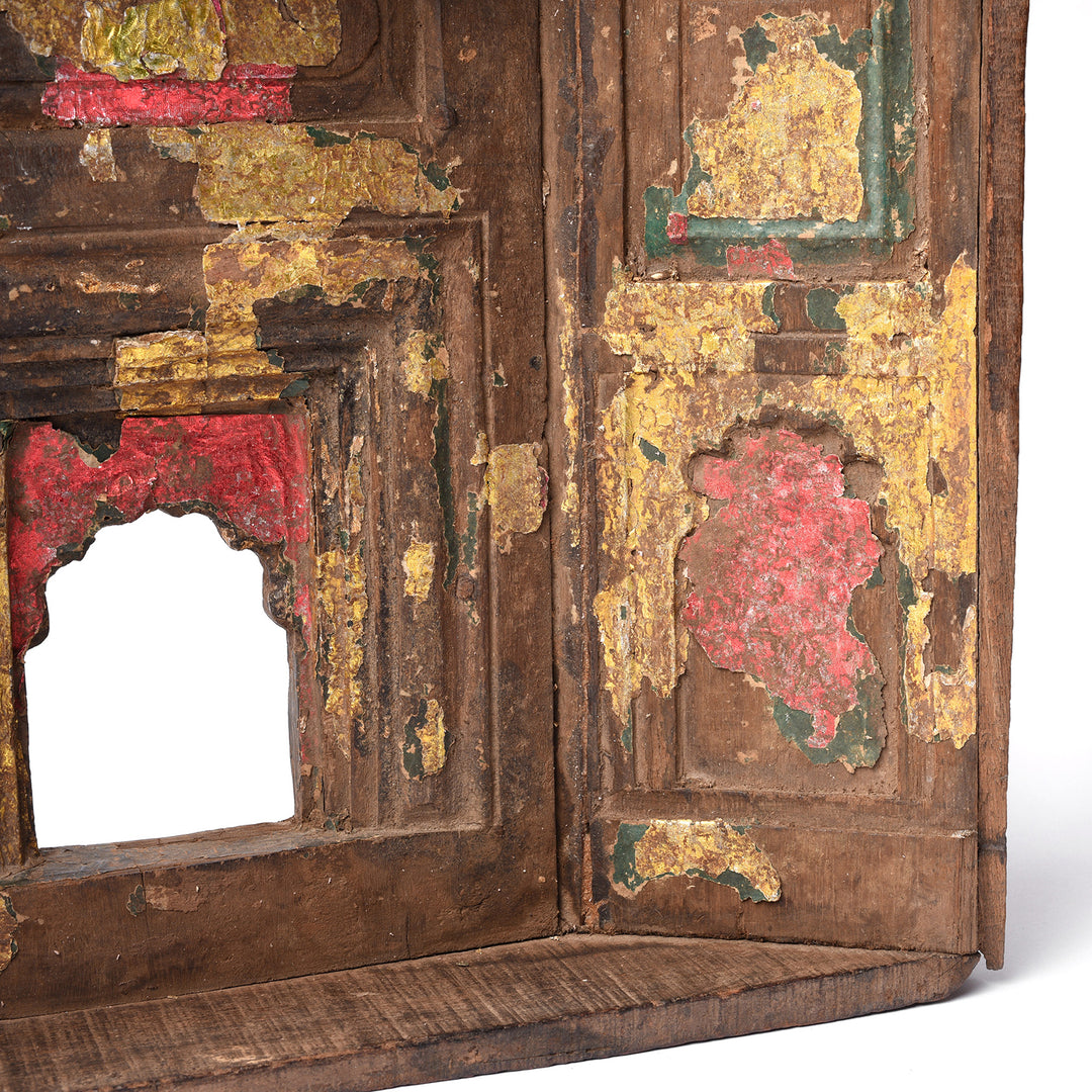 Detail From Antique Carved Teak Votive Panel From Andra Pradesh - Ca 1920's
