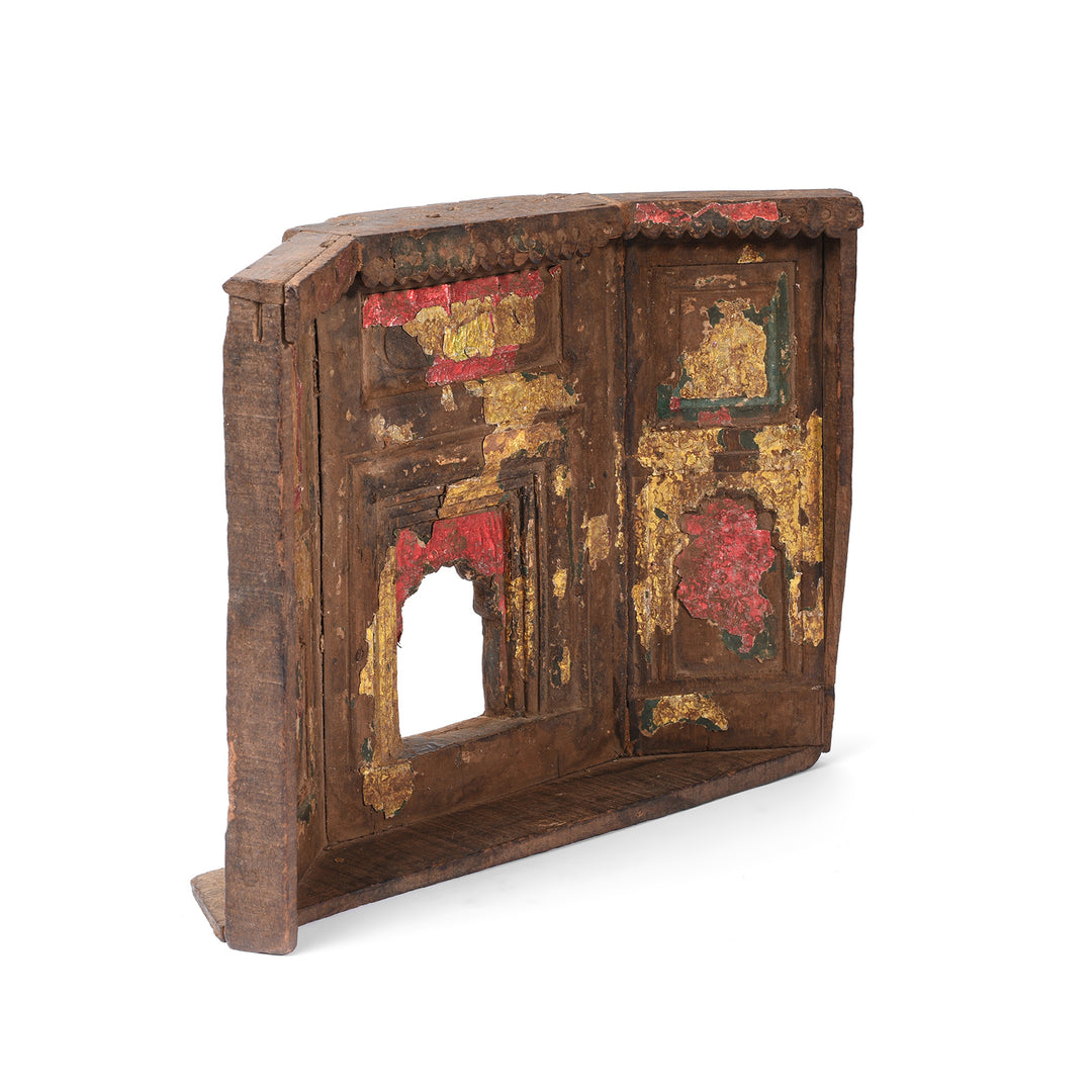 Antique Carved Teak Votive Panel From Andra Pradesh - Ca 1920's