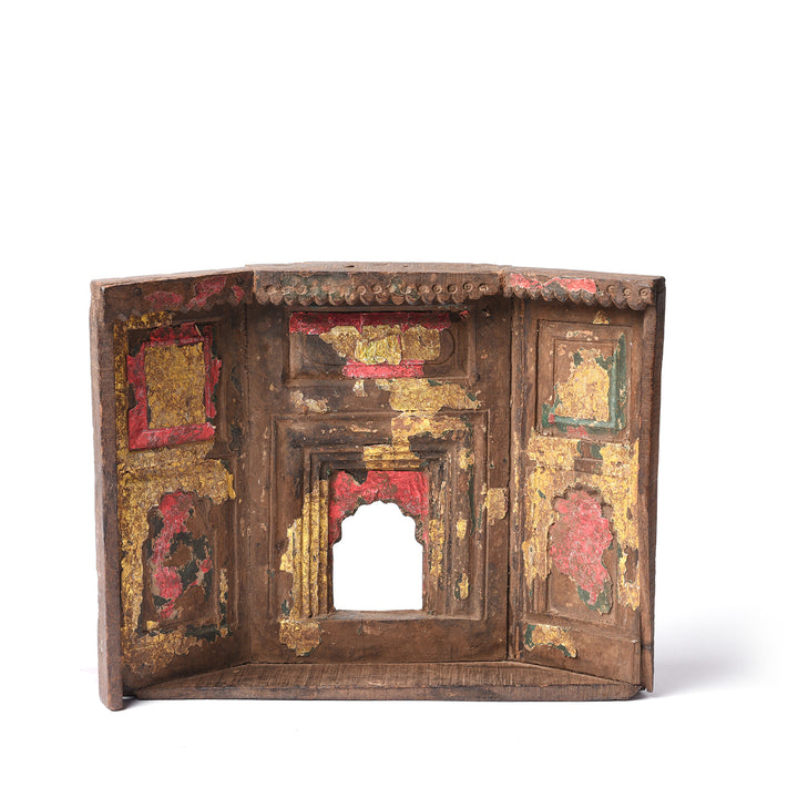 Antique Carved Teak Votive Panel From Andra Pradesh - Ca 1920's