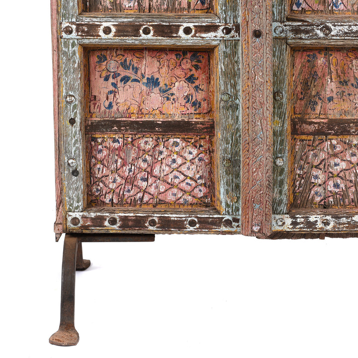 Stand Detail From Antique Painted Doors From Rajasthan With Later Paint - 19th Century | Indigo Antiques