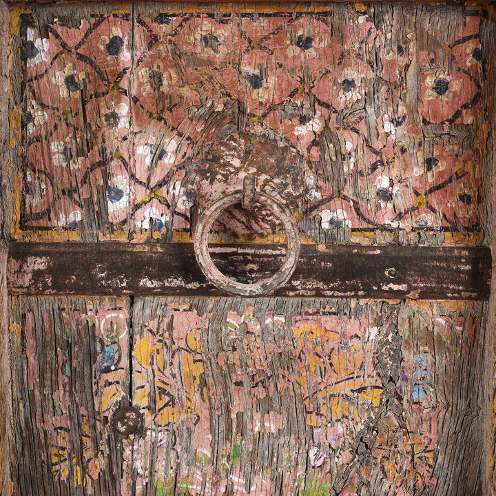 Knocker Detail From Antique Painted Doors From Rajasthan With Later Paint - 19th Century | Indigo Antiques