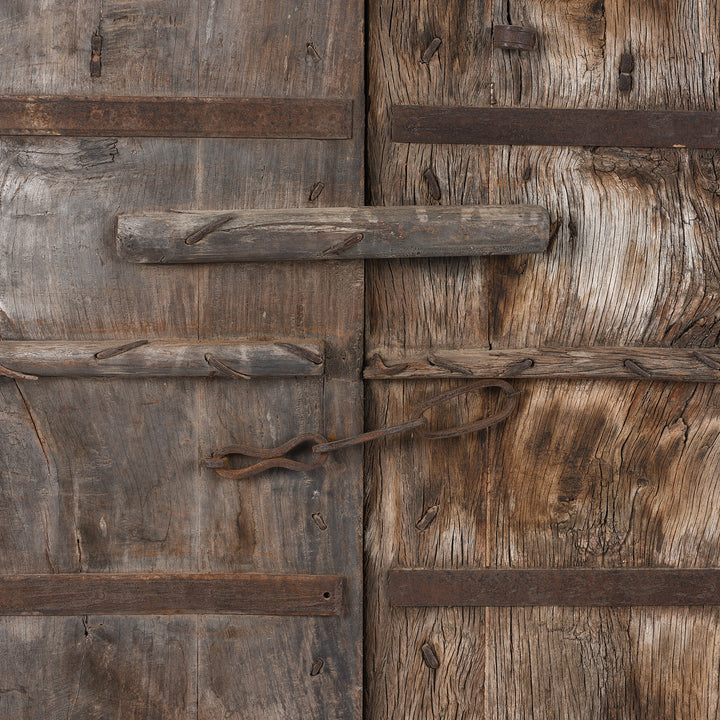 Detail From Back Of Antique Painted Doors From Rajasthan With Later Paint - 19th Century | Indigo Antiques