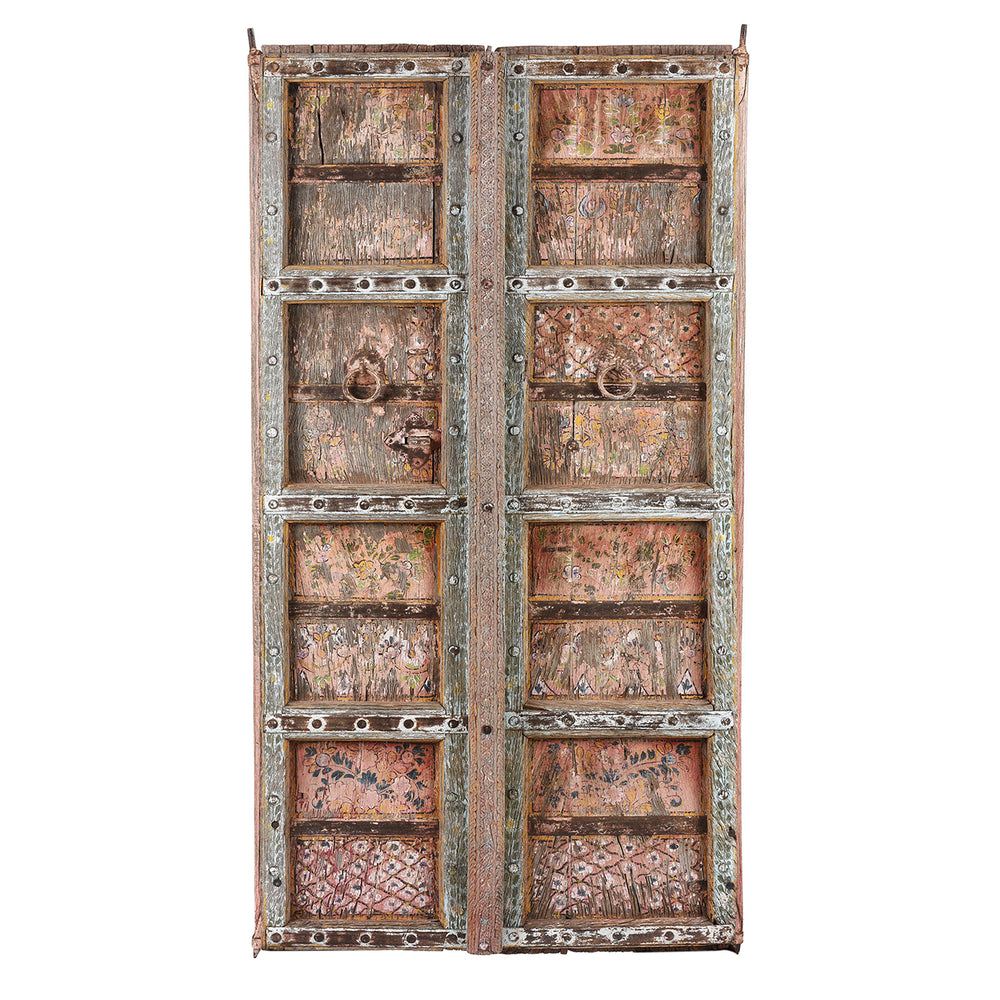 Antique Painted Doors From Rajasthan With Later Paint - 19th Century | Indigo Antiques