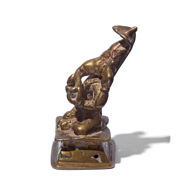Side View Of Antique Brass Statue Of Ganesh | Indigo Antiques