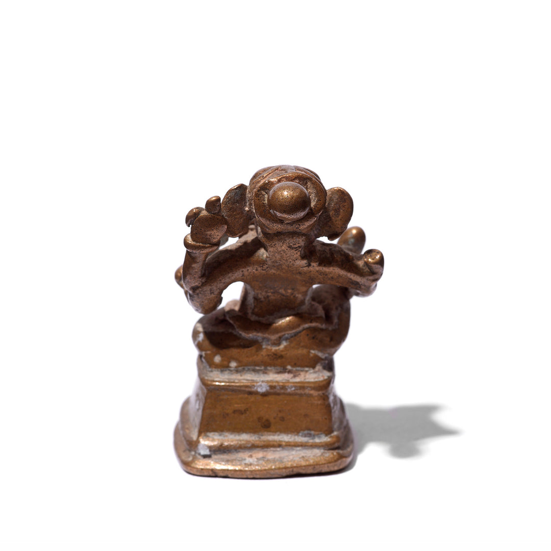 Back of Antique Brass Statue Of Ganesh | Indigo Antiques