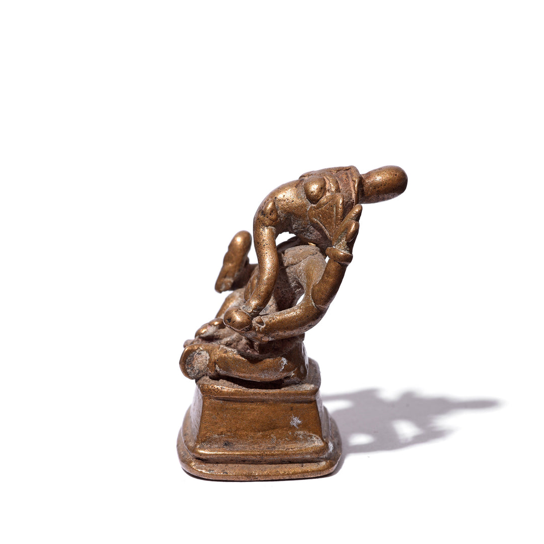 Side View Of Antique Brass Statue Of Ganesh | Indigo Antiques