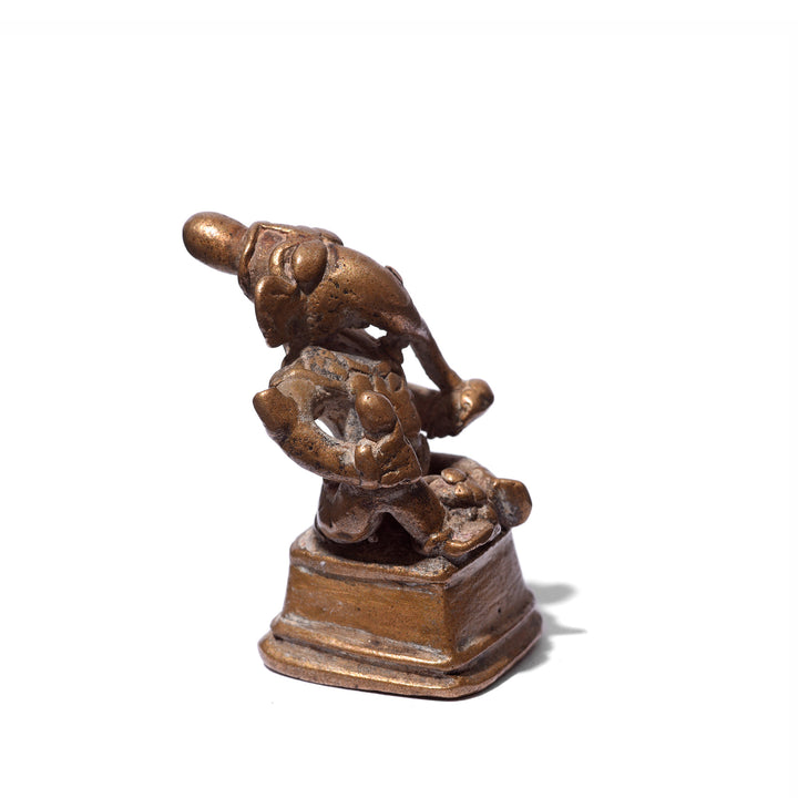 Angled View Of Antique Brass Statue Of Ganesh | Indigo Antiques