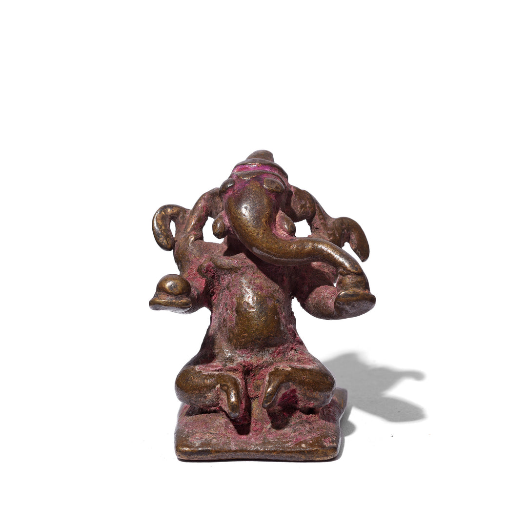 Antique Brass Miniature Votive Statue Of Lord Ganesh | Indigo Antiques