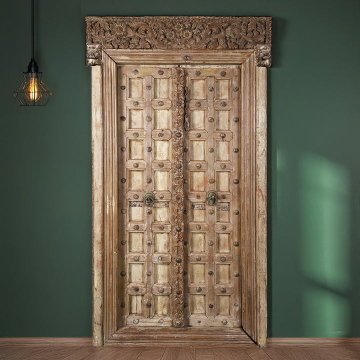 Antique Carved Teak Door And Frame From Kutch | INDIGO ANTIQUES