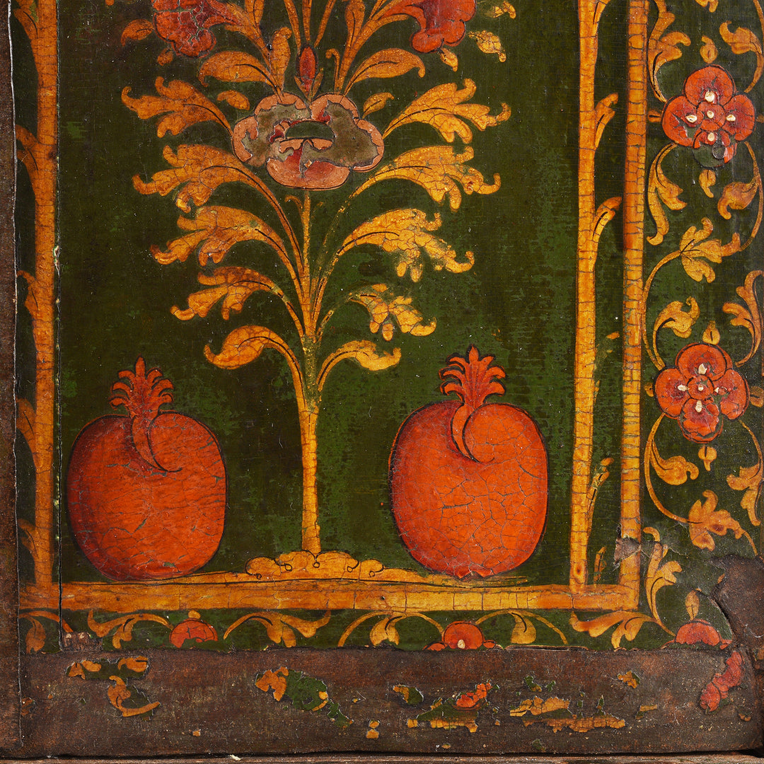 Paintwork Detail From Antique Indian Tre Of Life Painted Window Shutter | Indigo Antiques