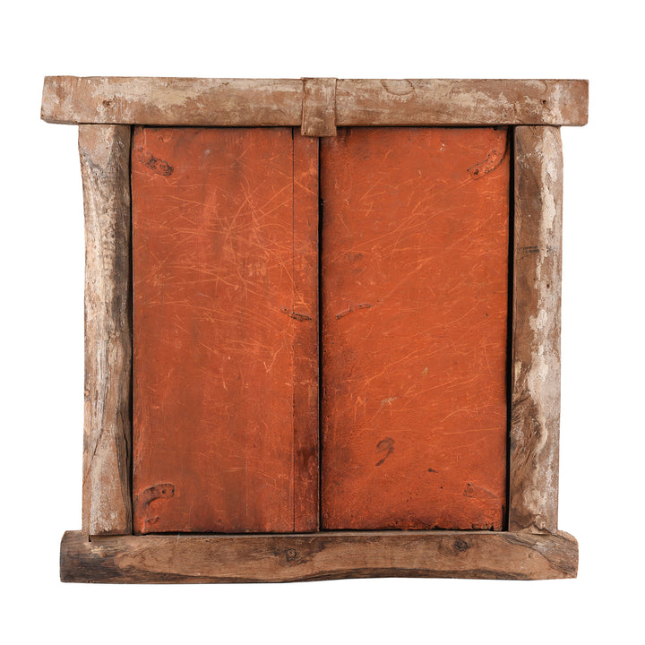 Back Of Antique Indian Tre Of Life Painted Window Shutter | Indigo Antiques