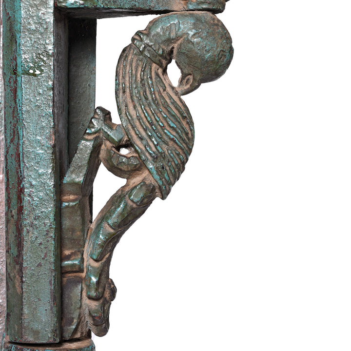 Parrot Detail From Antique Carved Indian Teak Parrot Lamp Bracket | Indigo Antiques