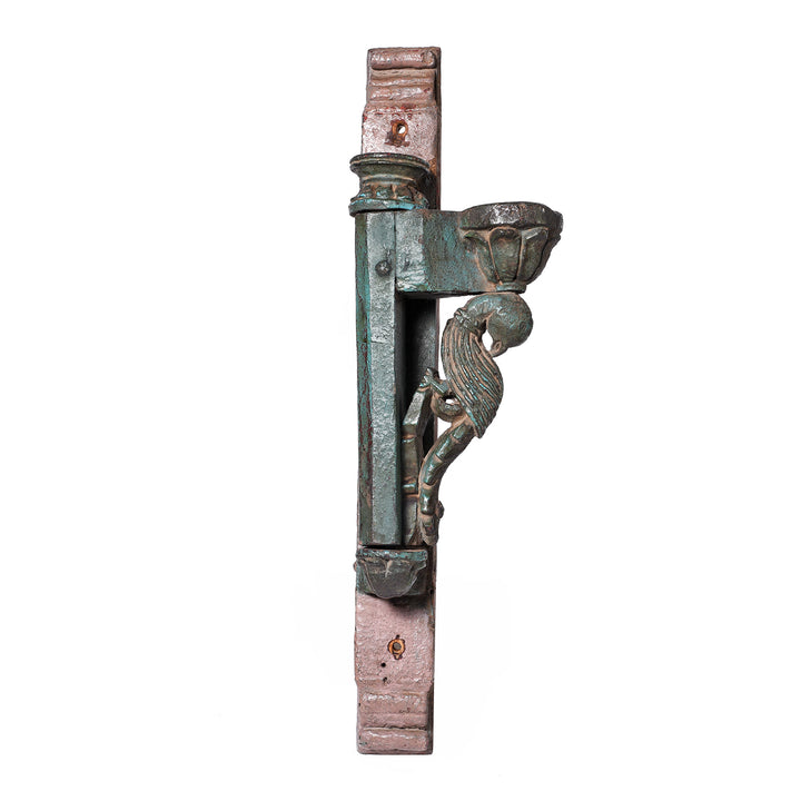 Antique Carved Indian Teak Parrot Lamp Bracket | Indigo Antiques
