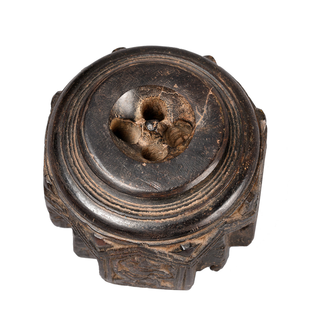 Top Down View Of Antique Carved Rosewood Seed Drill  - Ca 1920 | Indigo Antiques