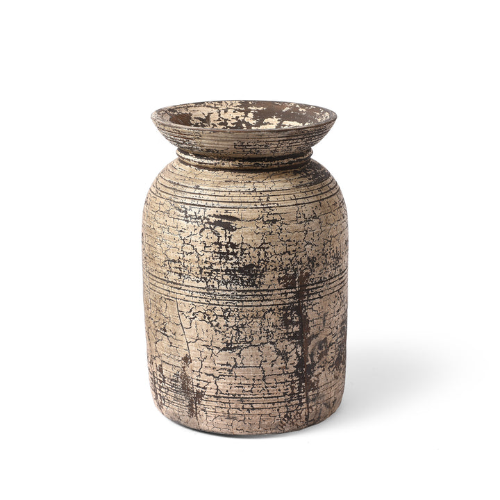 Vintage Decorative Indian Neem Wood Pot From Kulu - 1950's | Indigo Antiques