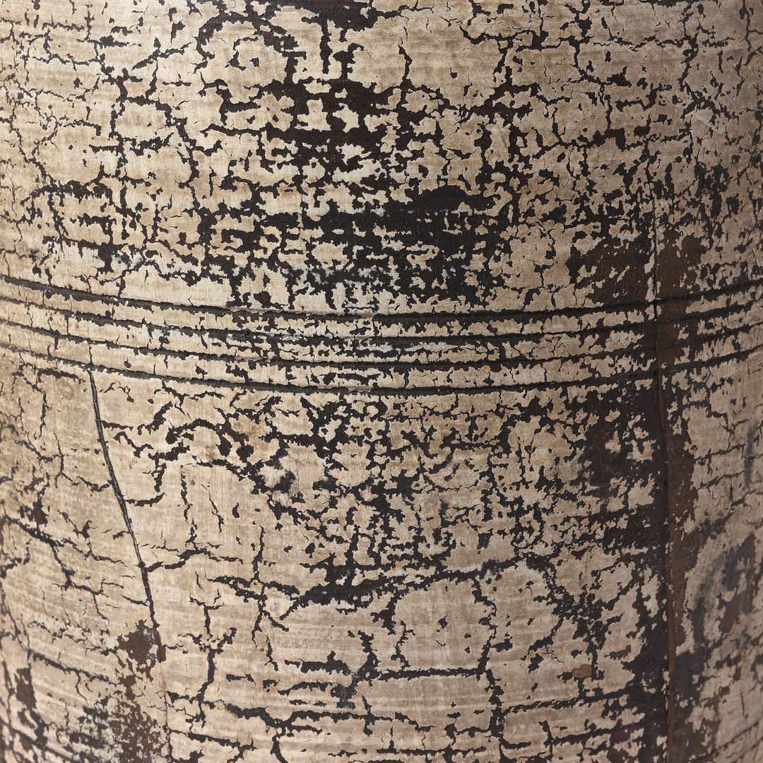 Crackling Detail From Vintage Decorative Indian Neem Wood Pot From Kulu - 1950's | Indigo Antiques
