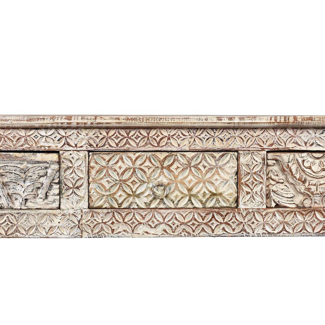 Drawer Detail From Painted 5 Drawer Console Table Made From Reclaimed Teak | Indigo Antiques