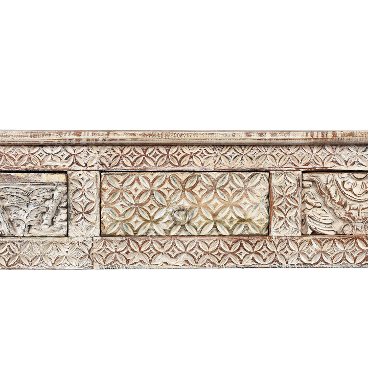 Drawer Detail From Painted 5 Drawer Console Table Made From Reclaimed Teak | Indigo Antiques