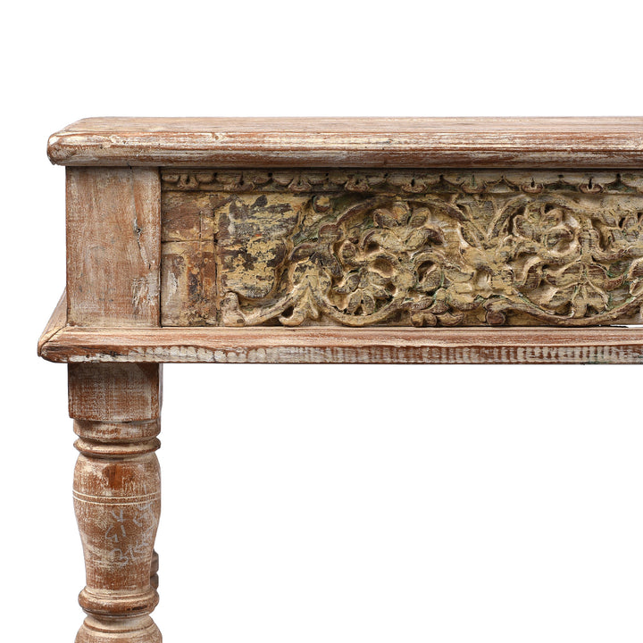 Corner Detail From  Indian Takhat Coffee Table Made From Reclaimed Teak | Indigo Antiques