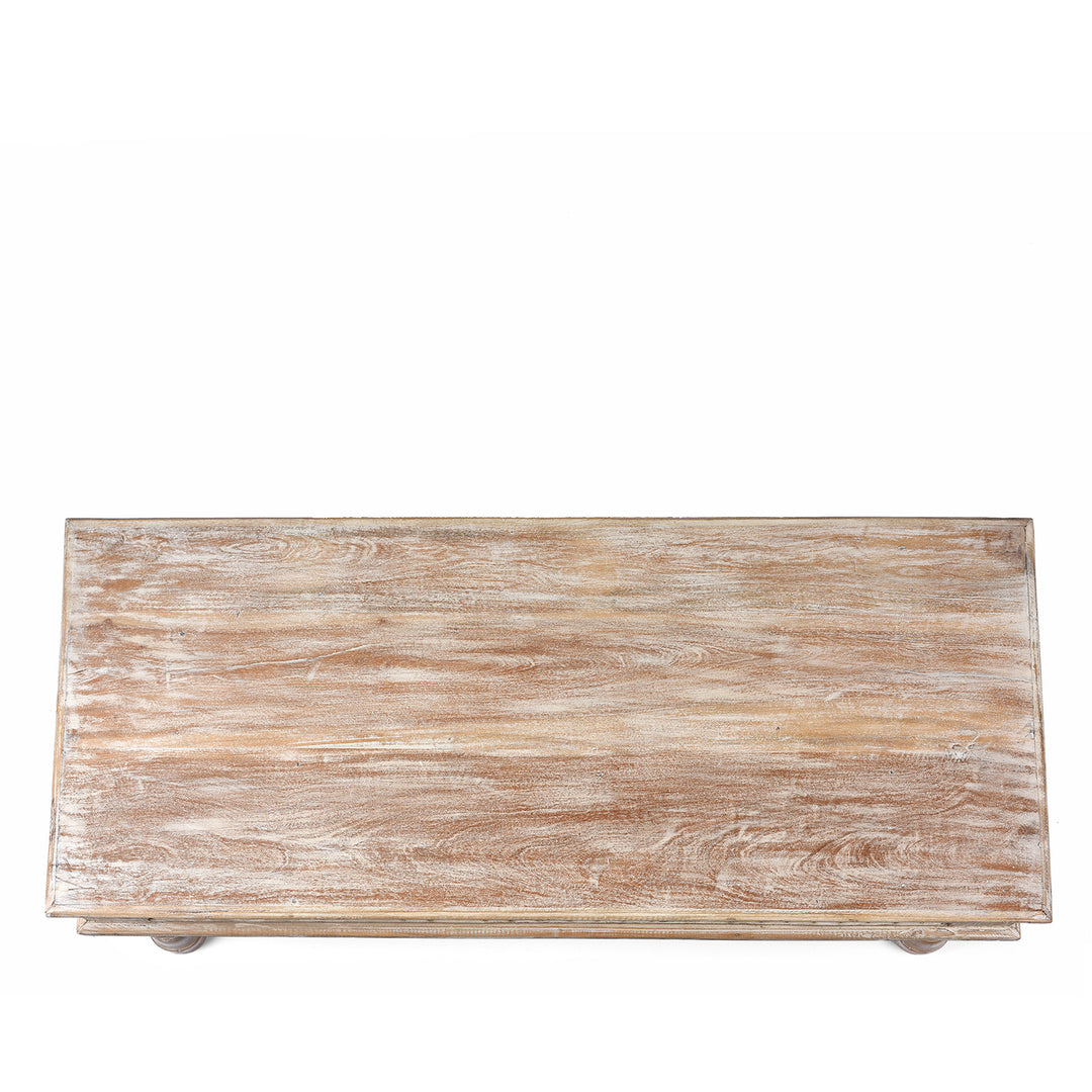 Top Down View Of  Indian Takhat Coffee Table Made From Reclaimed Teak | Indigo Antiques