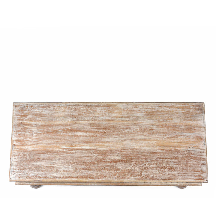 Top Down View Of  Indian Takhat Coffee Table Made From Reclaimed Teak | Indigo Antiques