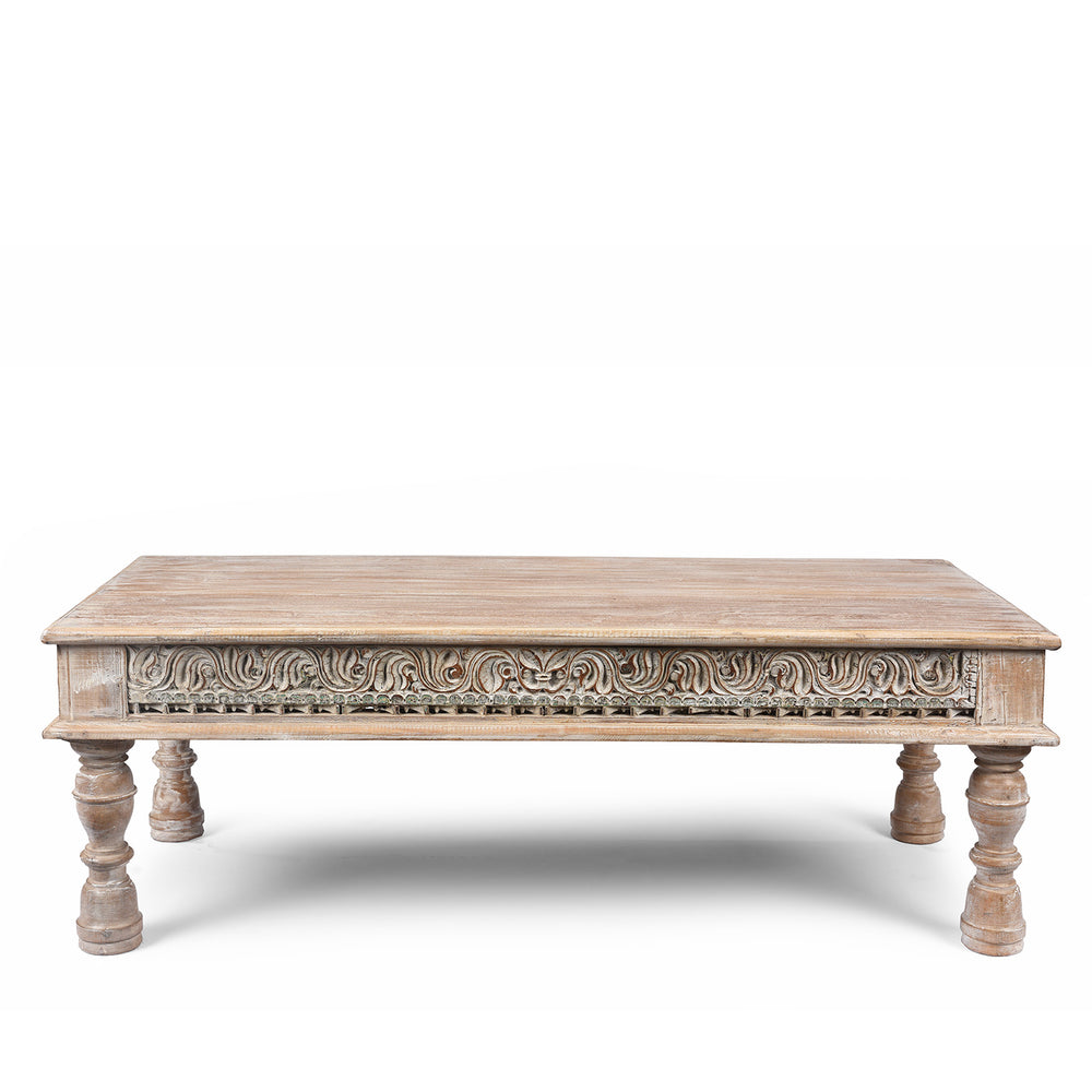 Front Of  Indian Takhat Coffee Table Made From Reclaimed Teak | Indigo Antiques