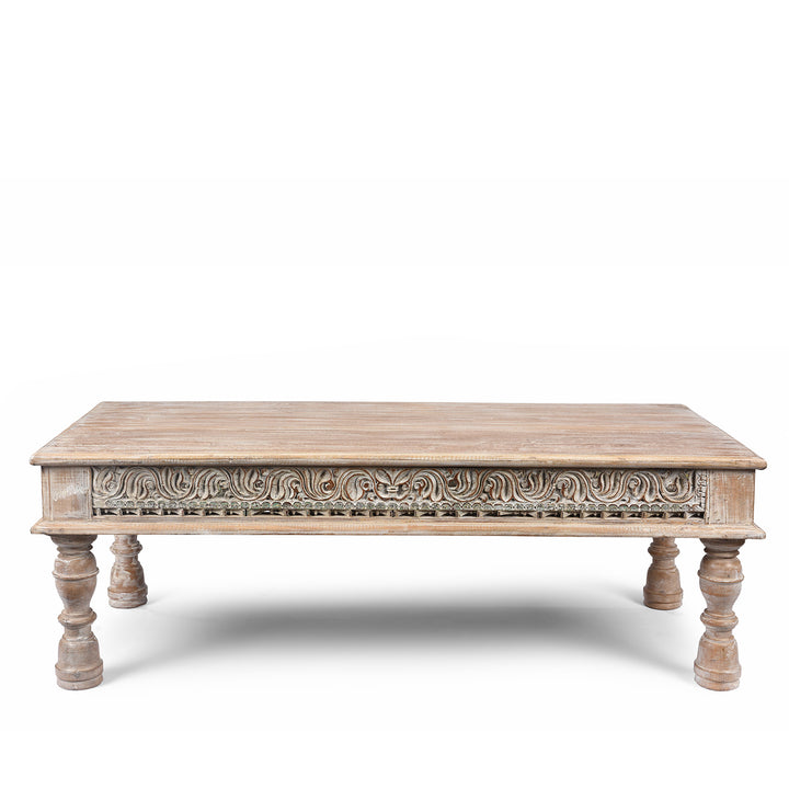 Front Of  Indian Takhat Coffee Table Made From Reclaimed Teak | Indigo Antiques