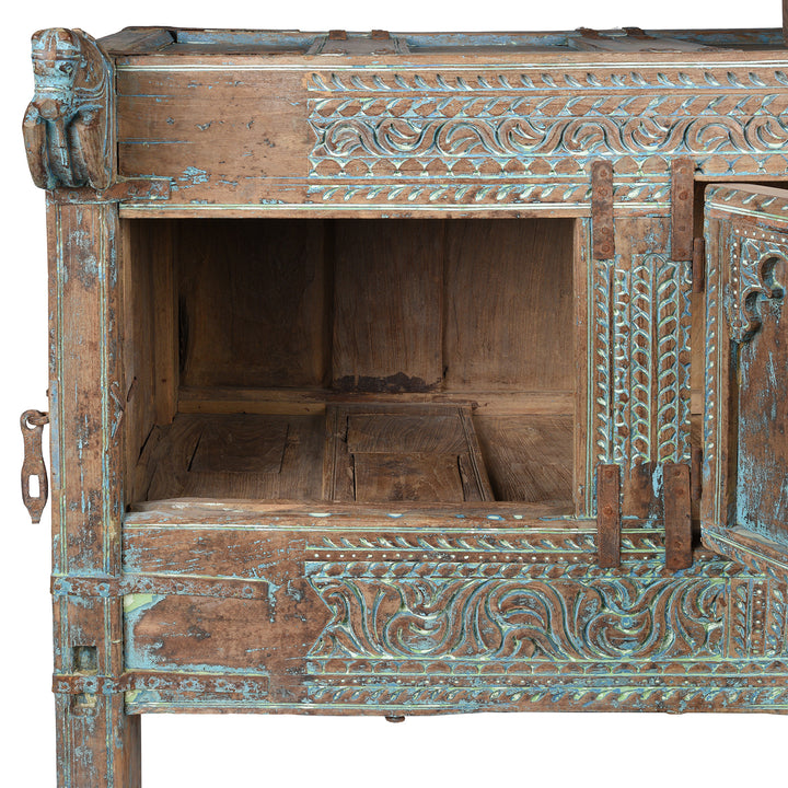 Interior Of Antique Carved Teak Manjus Dowry Chest From Banswara - 19th Century | Indigo Antiques