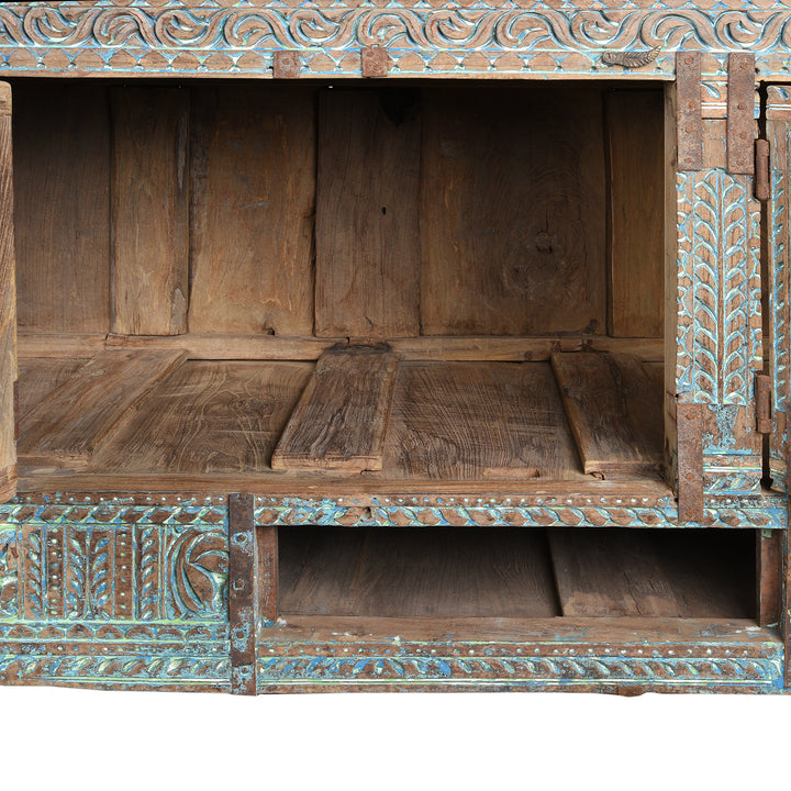 Interior Of Antique Carved Teak Manjus Dowry Chest From Banswara - 19th Century | Indigo Antiques